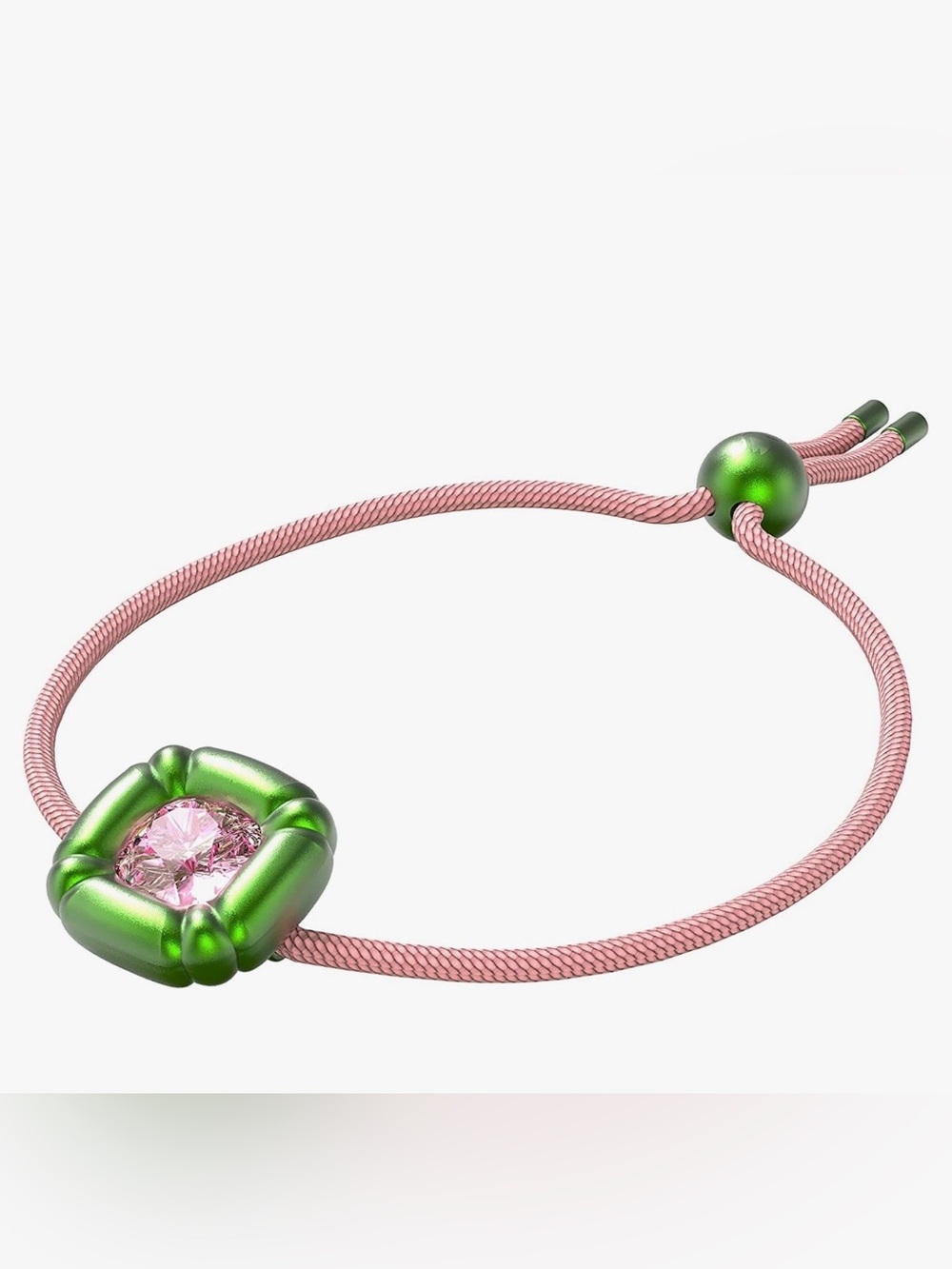 Swarovski Dulcis Soft Bracelet with Pink Crystal in Green